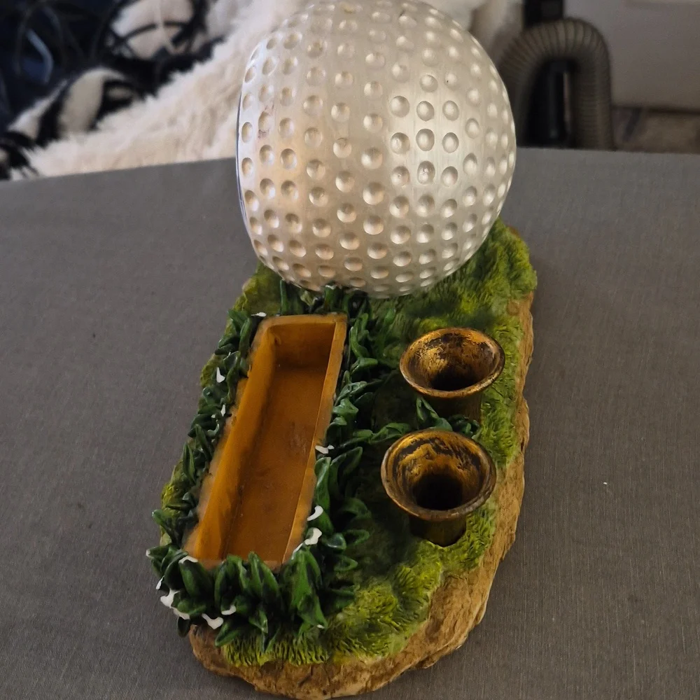 Vintage Golf Ball Clock, Pen & Business Card Holder Desk Decor